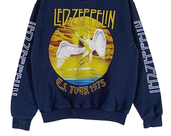 Vintage Led Zeppelin Tour Band Navy Blau Medium Sweatshirt Musik Cover Album Led Zeppelin Pullover/Crewneck/Sweatshirts/Pullover Größe M