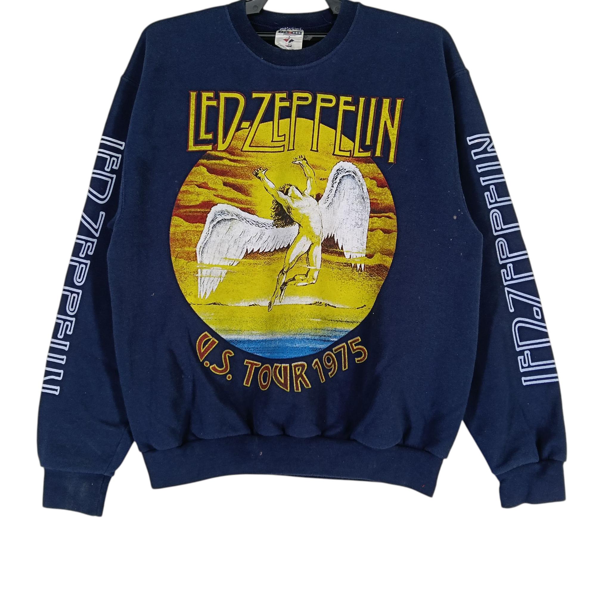 Vintage Led Zeppelin Tour Band Navy Blue Medium Sweatshirt Music 