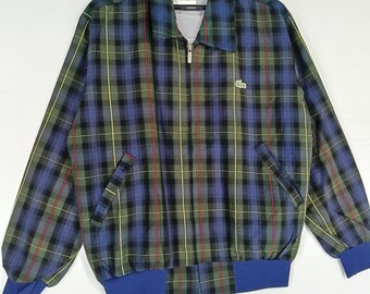 Vintage 90s Chemise Lacoste Checkered Green Medium Jacket Lacoste