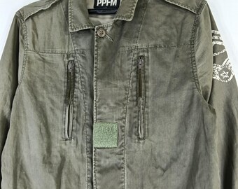 Vintage PPFM Japanese Brand Army Medium Green Jacket PPFM Zipper