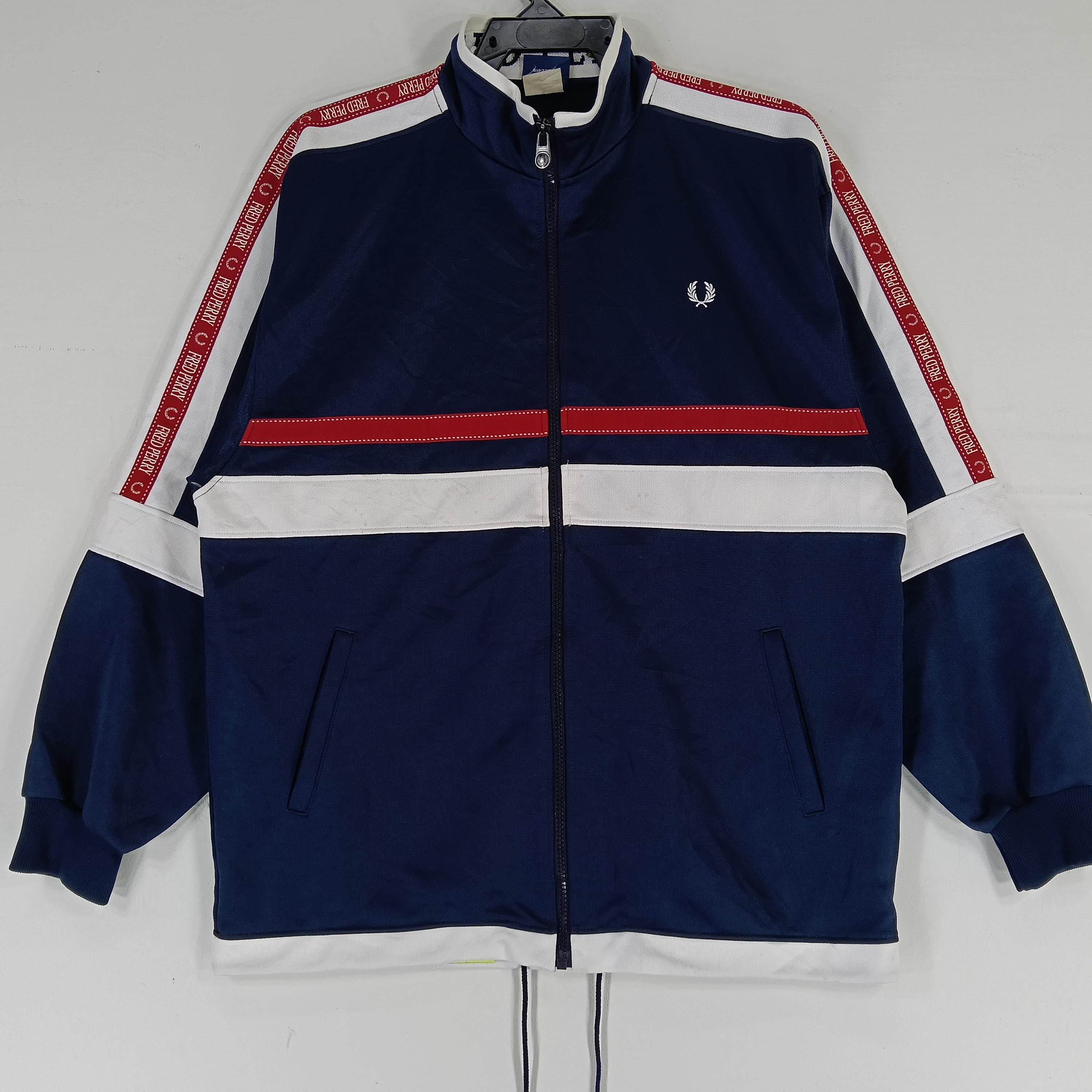 【OLD】FRED PERRY ナイロンジャケット Vintage 90's Fred Perry Navy Blue Multicolor Large Jacket