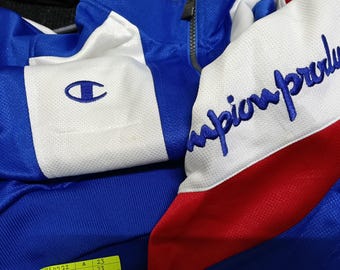 Vintage 90's Champion Blue Multicolor Medium Track Top Jacket