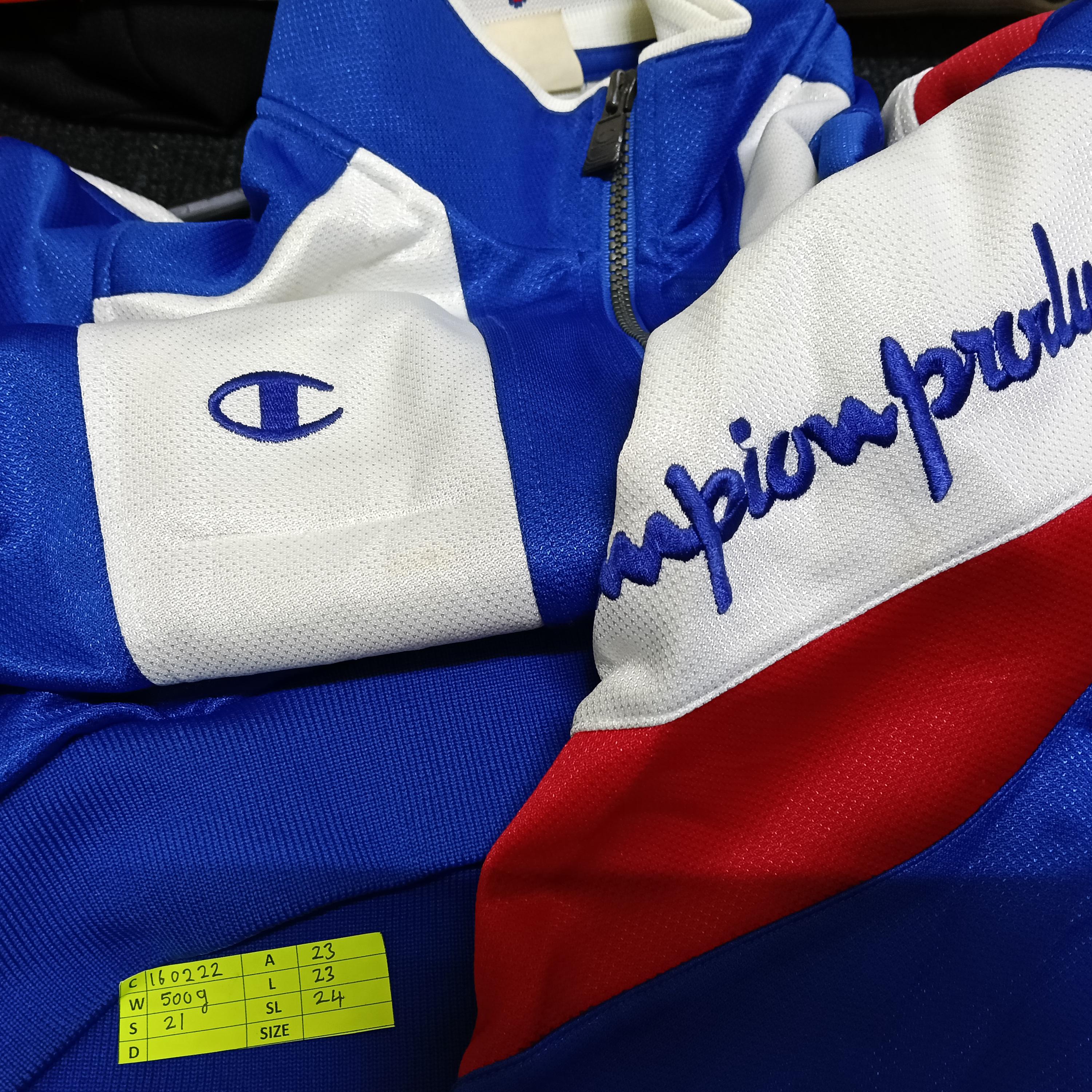 Vintage 90's Champion Blue Multicolor Medium Track Top Jacket