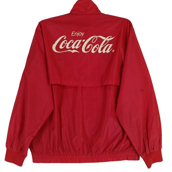 90s Coca-Cola コカコーラ ワークジャケット 赤 企業ロゴ 短丈 90s USA製 HORIZON Coca-Colaコカコーラ ロゴ刺繍 ジャケット 赤 L