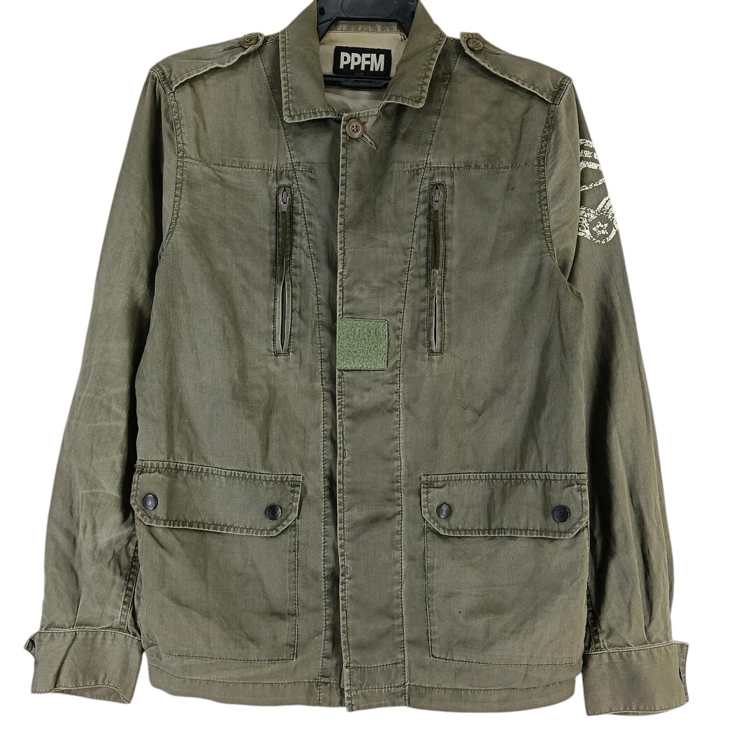 Vintage PPFM Japanese Brand Army Medium Green Jacket PPFM Zipper