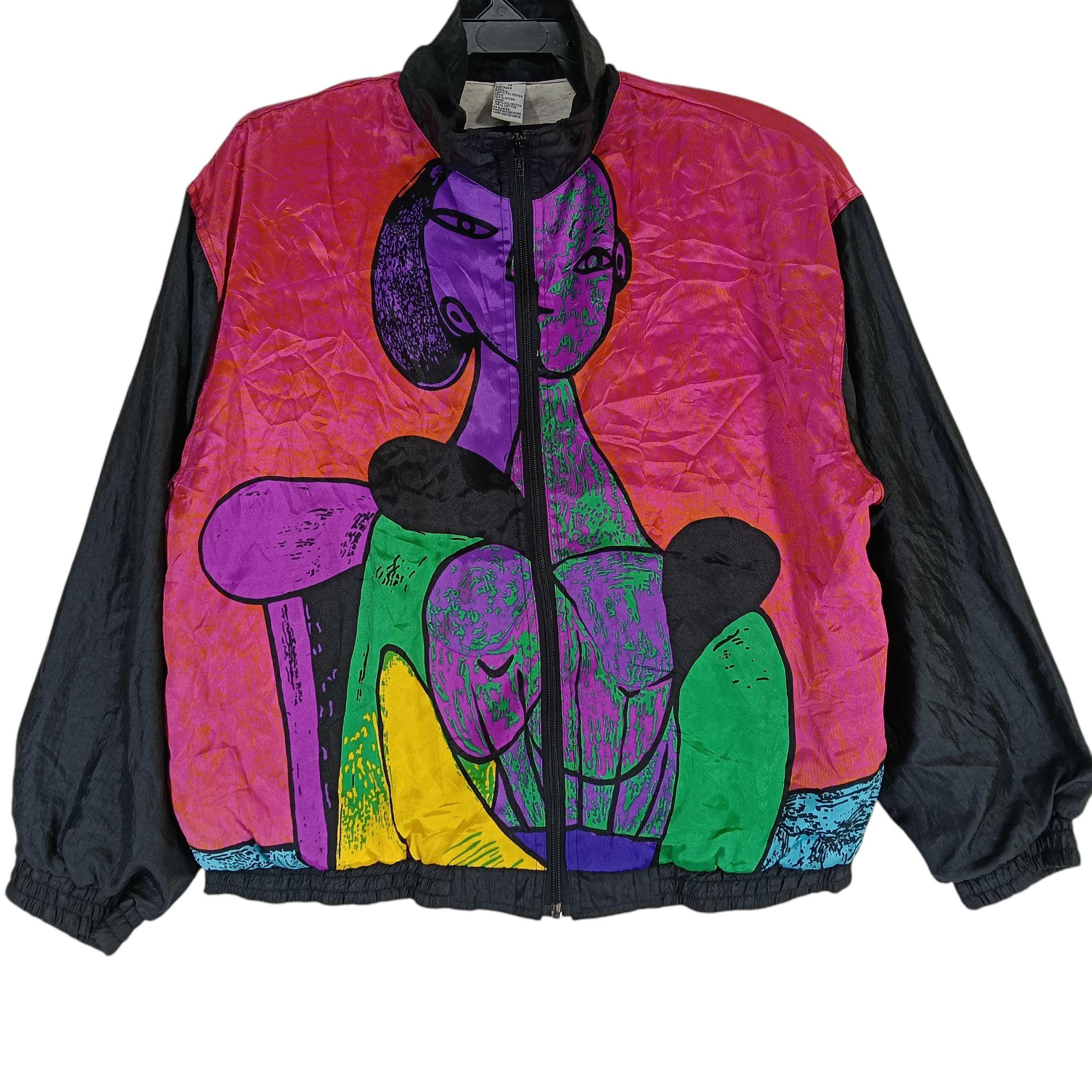 Vintage 90's Picasso Bomber Jacket Multicolor Medium Picasso Art
