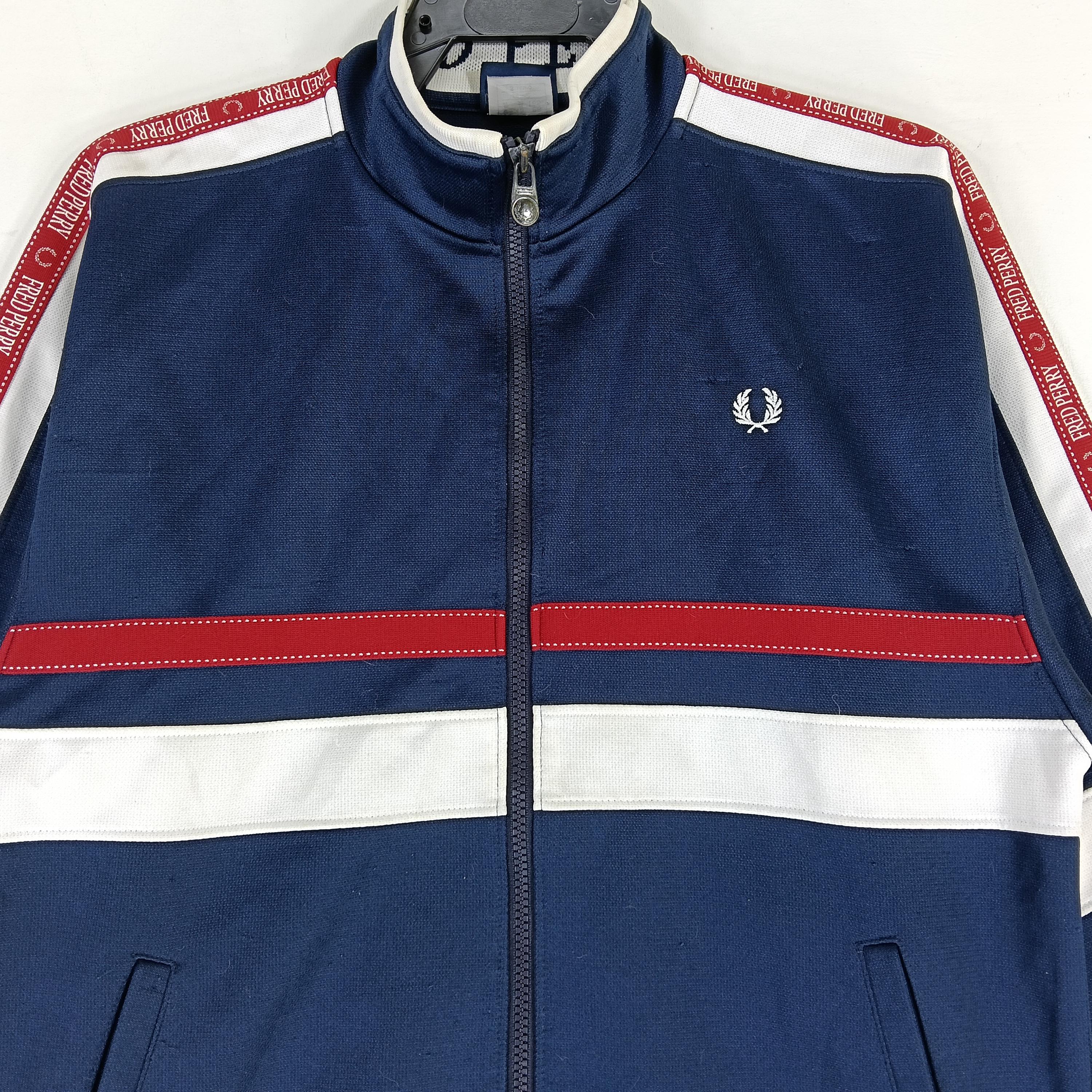 Vintage 90's Fred Perry Jaspo Track Top Navy Blue Multicolor