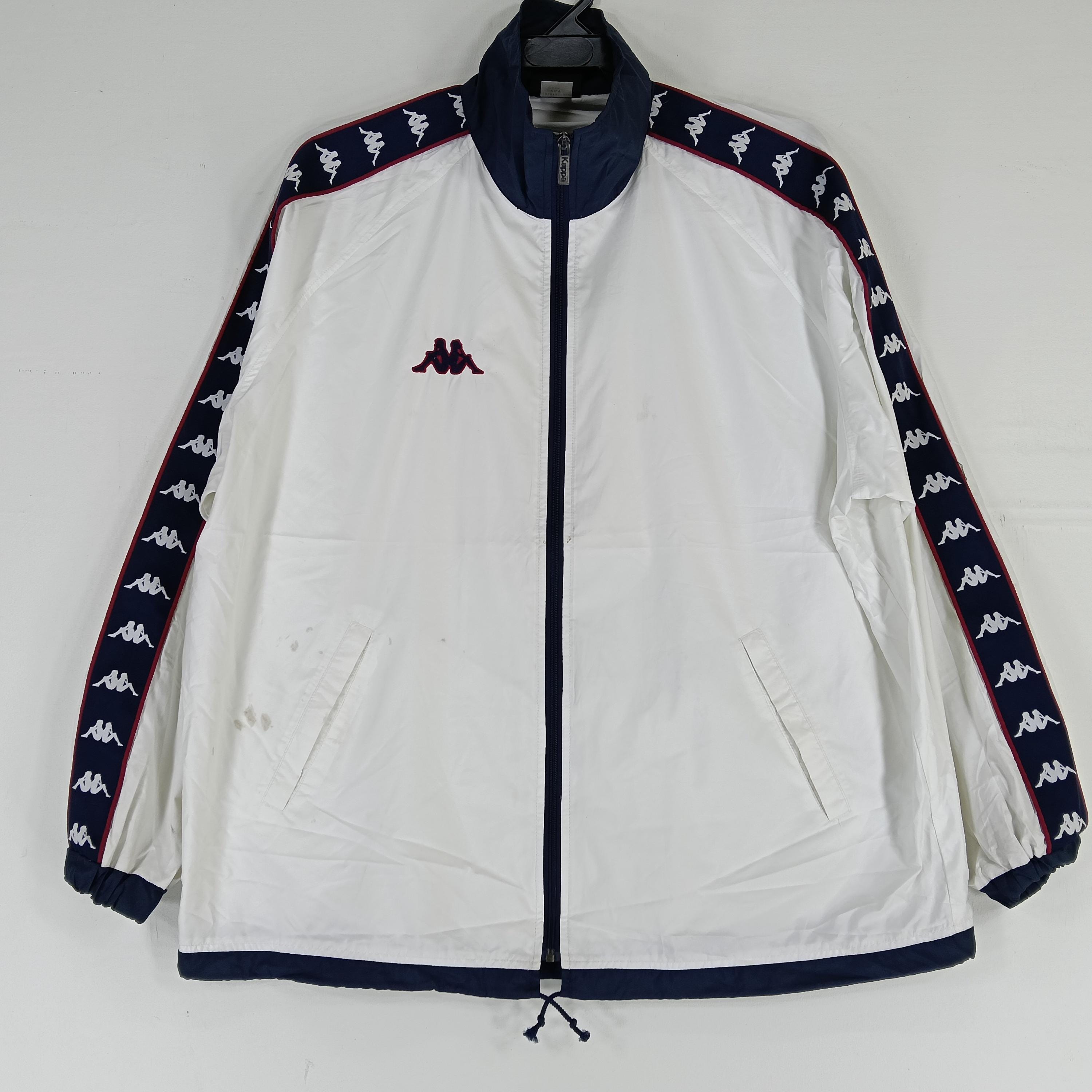 90/91”イタリア製Kappa社のユベ トスジャケットUK/ Mサイズ 黒白 Vintage 90's Kappa Side Tape White Medium Windbreaker Kappa
