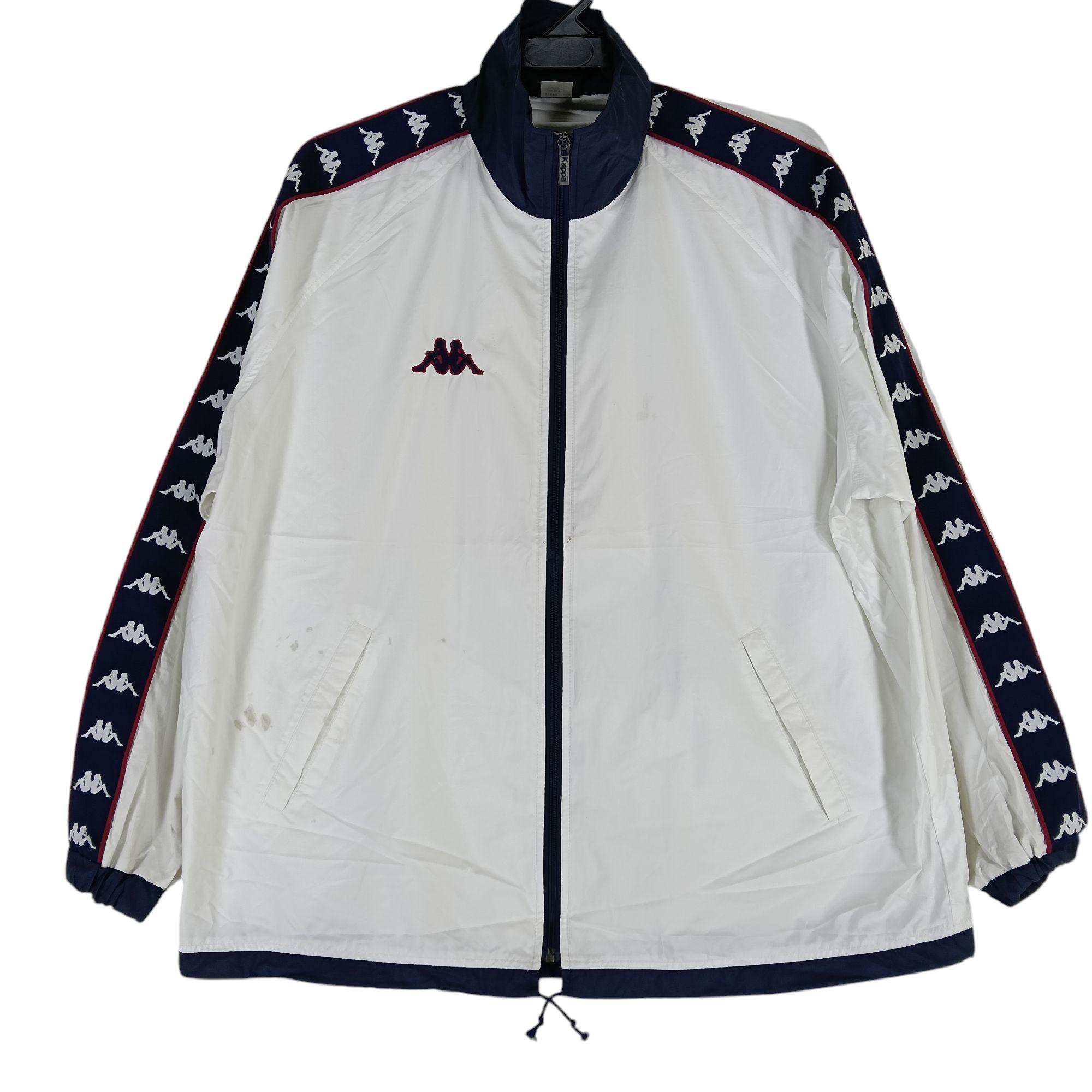 90/91”イタリア製Kappa社のユベ トスジャケットUK/ Mサイズ 黒白 Vintage 90's Kappa Side Tape White Medium Windbreaker Kappa