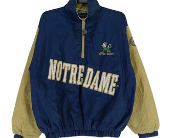 Vintage 90er Jahre Notre Dame Fighting Irish Jacket XLarge Notre Dame Universität Stickerei Logo Mantel Notre Dame Irish Football Collegejacket XL