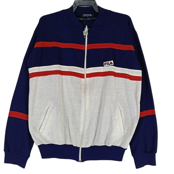 Vintage 90's Fila Biella Italia Blue Multicolour Large Jacket Fila