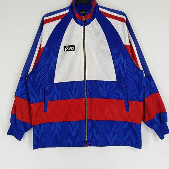 Vintage 90's Asics Football Gear Track Top Multicolor Medium
