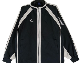 Vintage 90's Le Coq Sportif Track Top Black Large Jacket Le Coq Sportif Zipper Jacket Sportswear Windbreaker Jacket Sport Jacket Size L