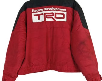 Vintage 90&#39;s TRD Toyota Racing Development Red Black Medium Jacket Motorsport Racing Zipper Jacket Motorcar Championship Motorsport Size M