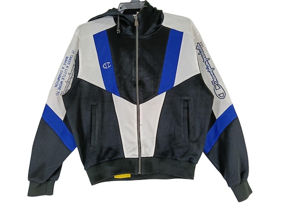 Vintage 90's Champion Track Top Hooded Multicolor Large Jacket