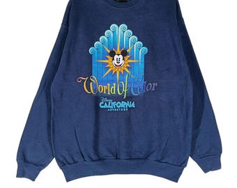 Vintage Mickey Mouse World Color Navy Blue Large Sweatshirt Mickey Mouse Disney California Adventure Sweatshirt Sweater Pullover Size L