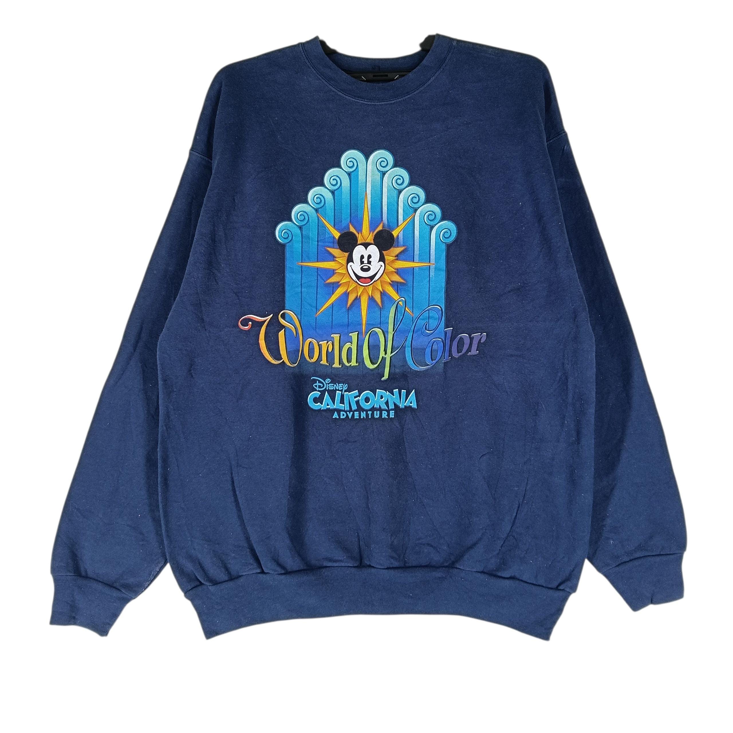 Vintage Mickey Mouse World Color Navy Blue Large Sweatshirt Mickey