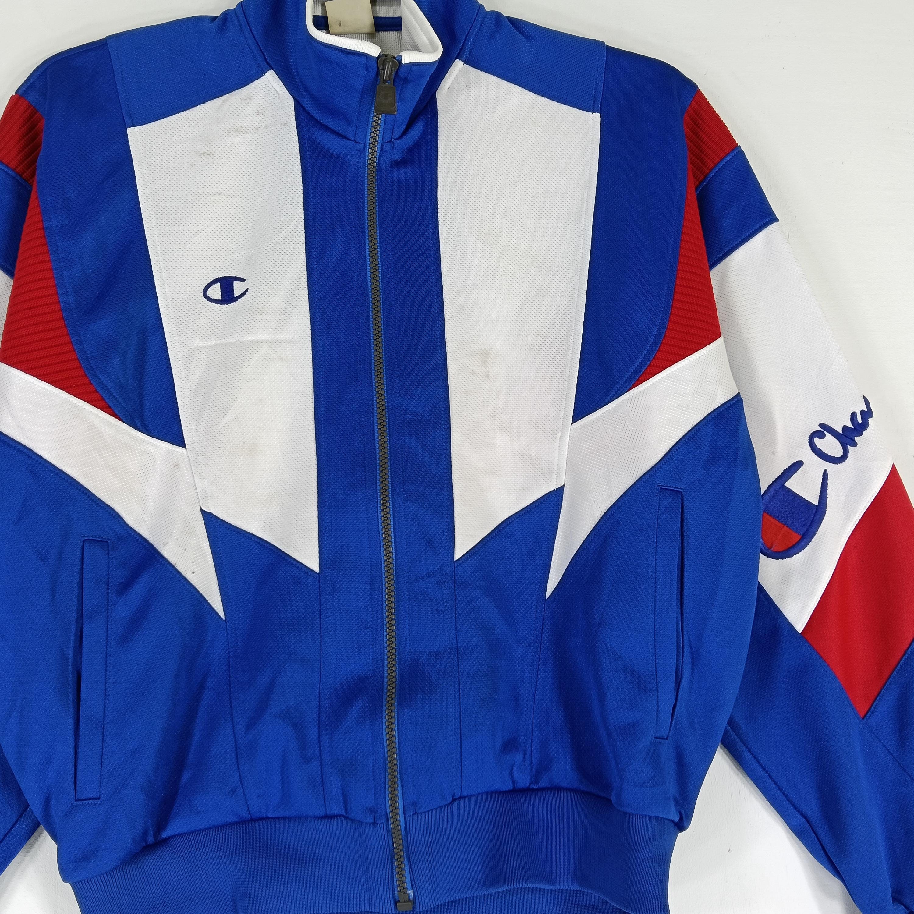 Vintage 90's Champion Blue Multicolor Medium Track Top Jacket
