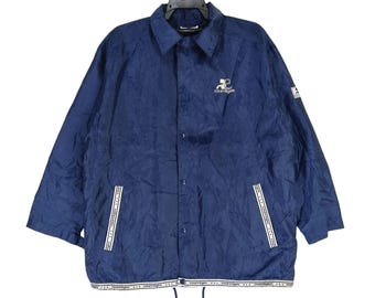 Vintage 90er Jahre Courreges Windbreaker Jacke Navy Blau Medium Jacke Courreges Windbreaker Jacke mit Knöpfen Größe M