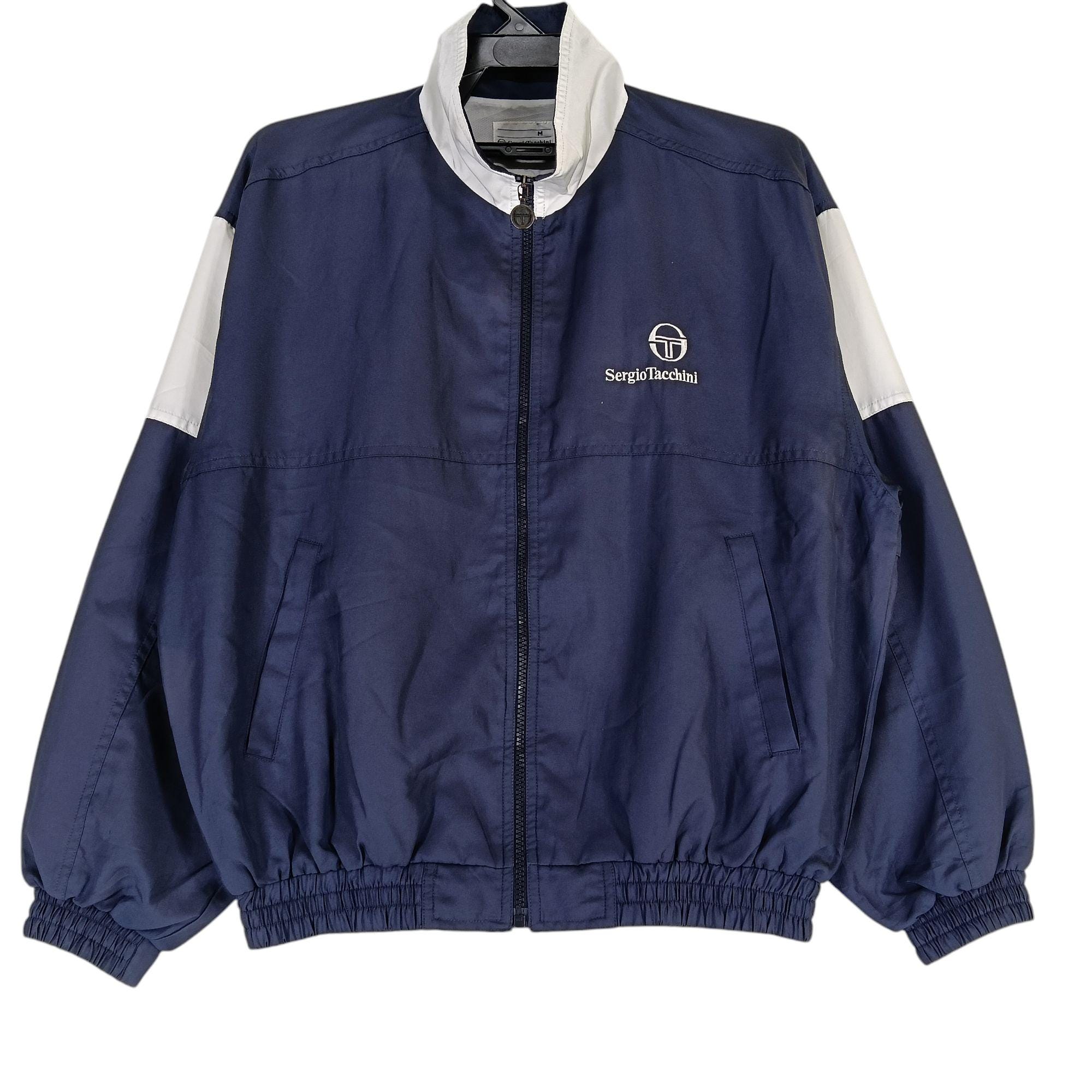 Vintage 90's Sergio Tacchini Medium Navy Blue Windbreaker Zipper