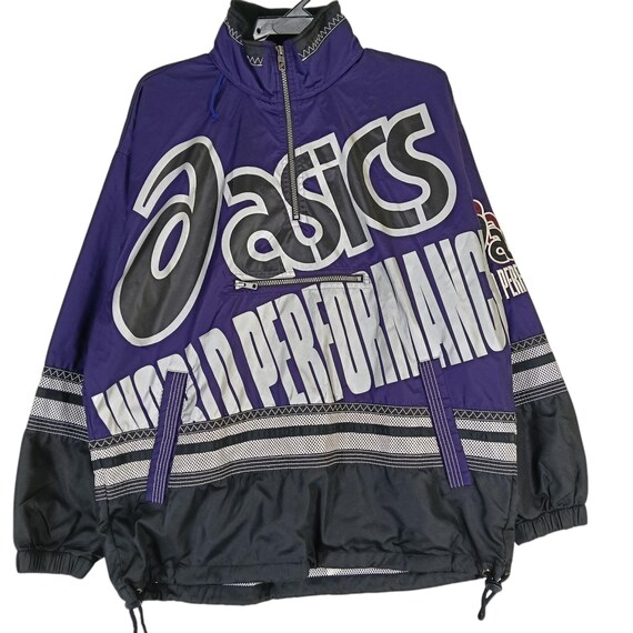 Vintage Asics Windbreaker Zip Up Jacket with detachable hood