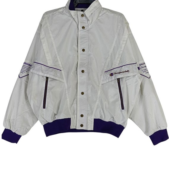 Vintage Champion White Purple Jacket Large 90's Champion