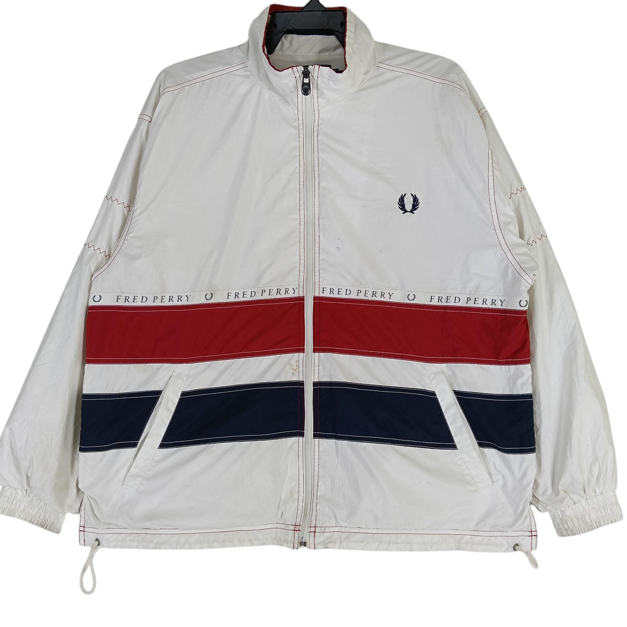 FRED PERRY ナイロンジャケット　UK10 Vintage 90's Casual Fred Perry White Medium Windbreaker Jacket