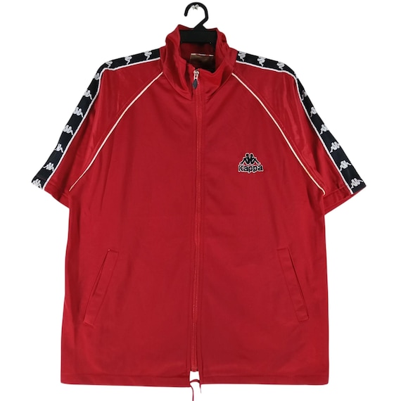 Kappa 赤 フルジッパージャケット Mサイズ Vintage 90's Kappa Side Tape Red Track Top Short Sleeve Kappa