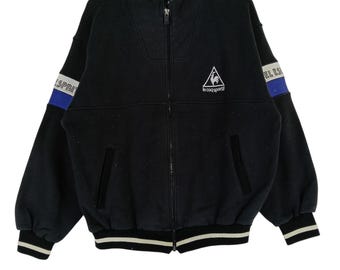 Vintage 90's Le Coq Sportif chaqueta grande negra suéter Le Coq Sportif chaqueta con cremallera Sportwear chaqueta deportiva talla L