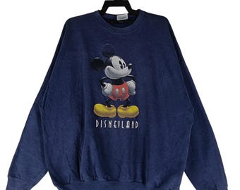 Vintage 90's Mickey Mouse Disneyland Navy Blue XXLarge Sweatshirt Mickey Mouse Cartoon Network Disney Movie Pullover Crewneck Size XXL