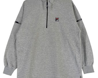 Vintage 90's Fila Biella Italia Sportwear Half Zipper Gray Large Sweatshirt Fila Logo Sport Sweater/Pullover/Crewneck/ Sweatshirt Size L