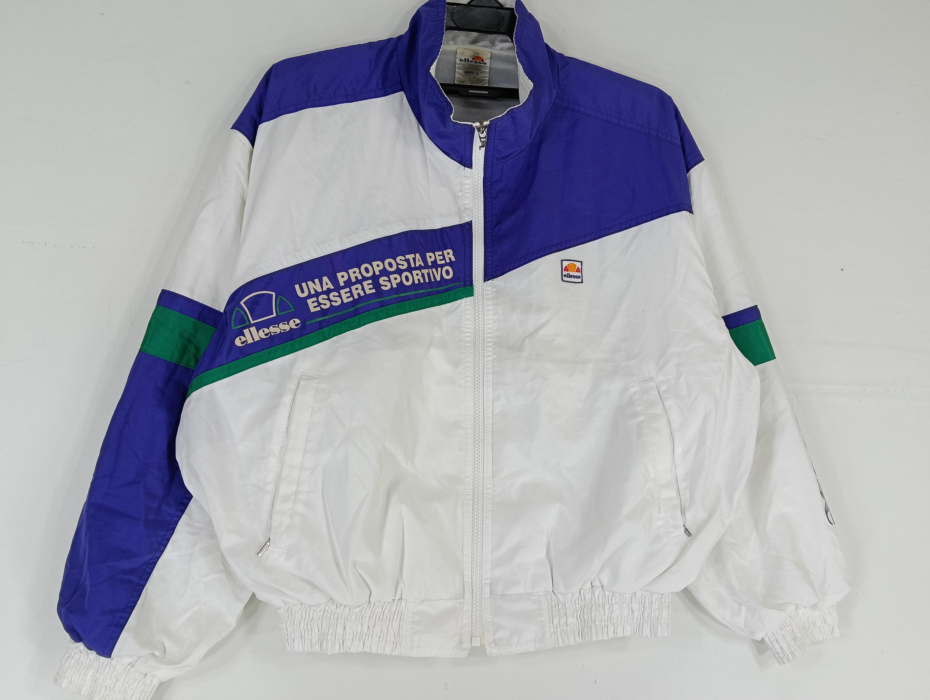 Vintage 90's Ellesse Purple White Large Windbreaker Ellesse Italia