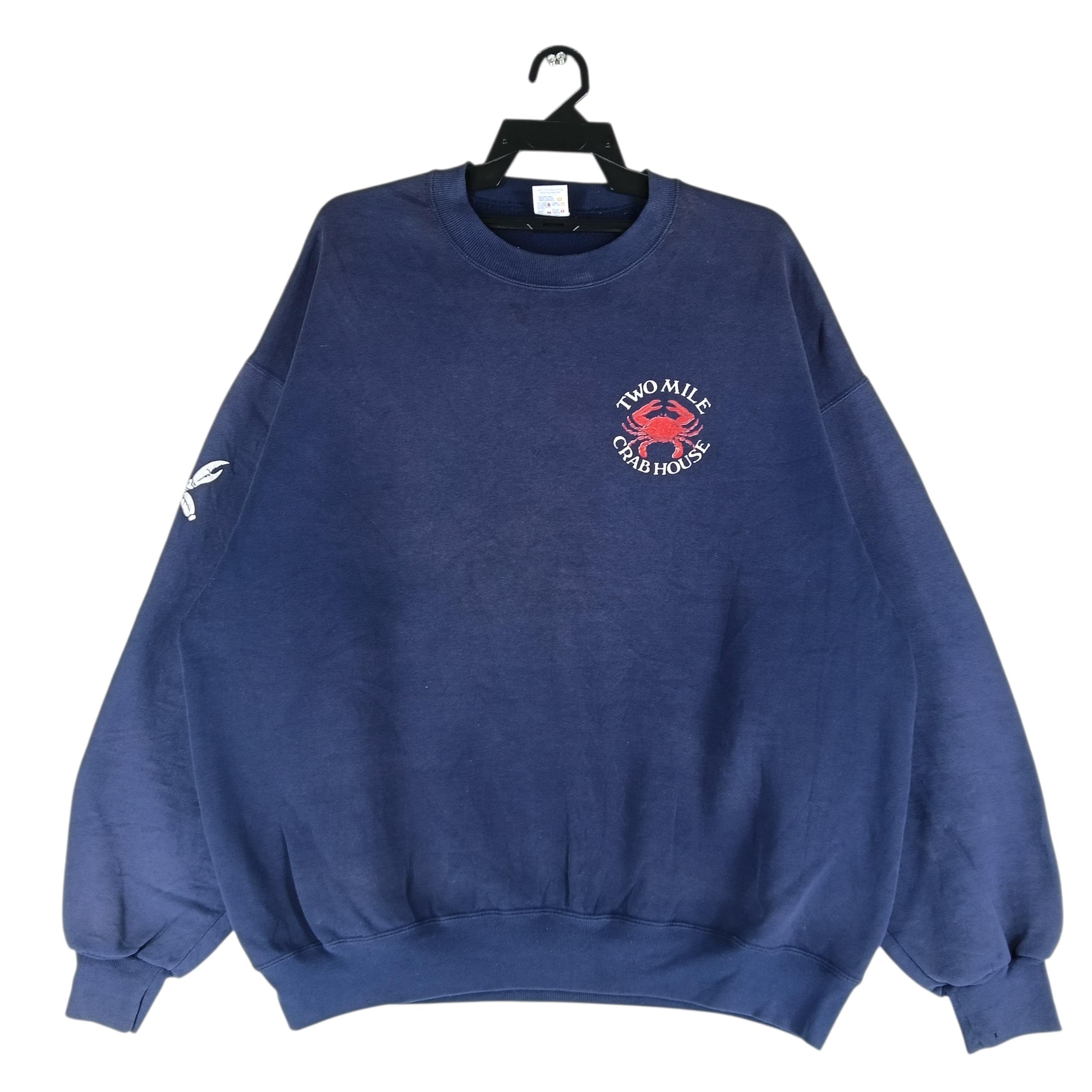 Vintage 90's Two Miles Crab House Navy Blue Xxlarge Sweatshirt