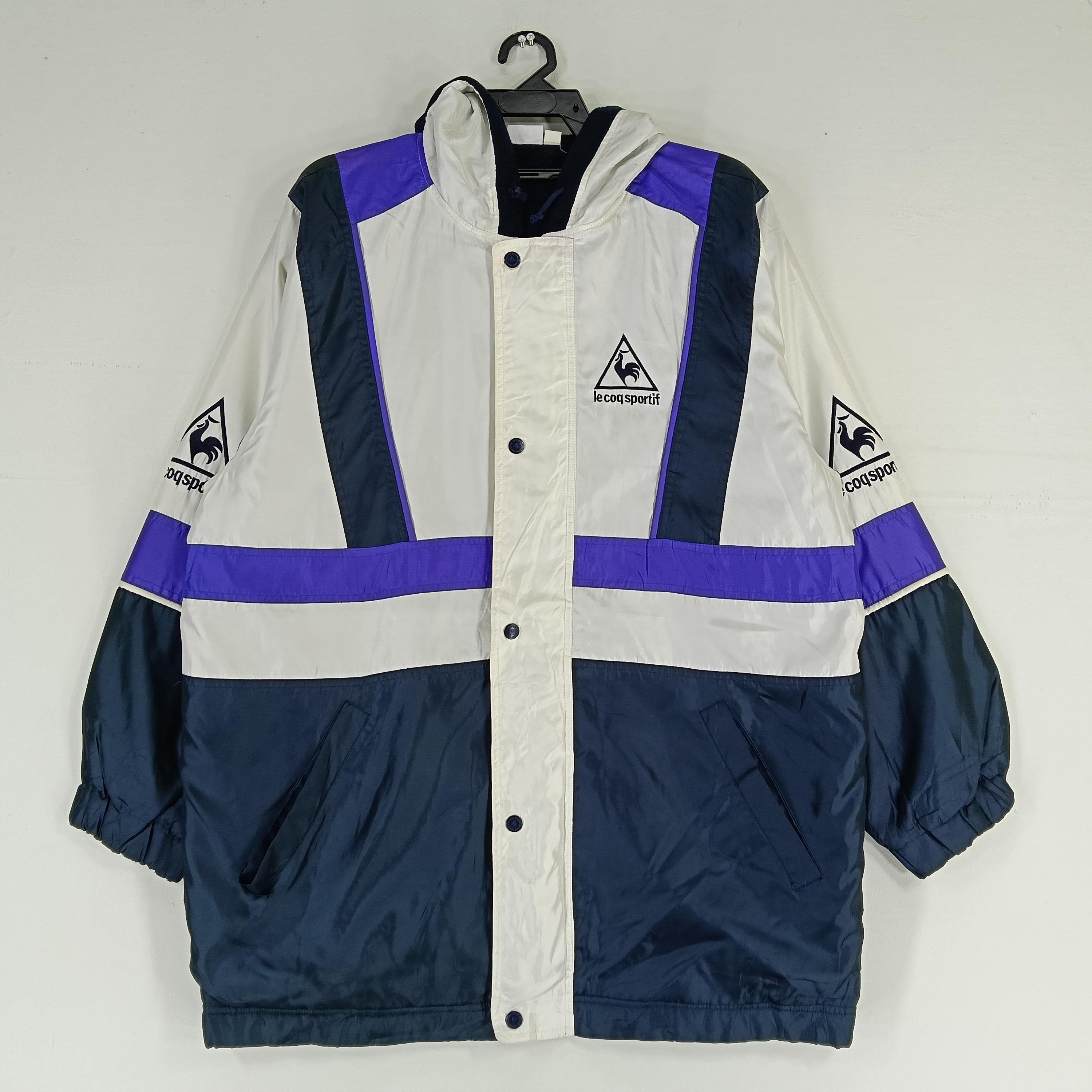 Vintage 90's Le Coq Sportif White Blue Medium -large Jacket Le Coq