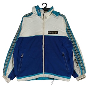 Vintage 90&#39;s Phenix Ski Jacket White Blue Large Jacket Ski Snowboarding Winter Zipper Jacket Phenix Competition Ski Boarding Winter Size L