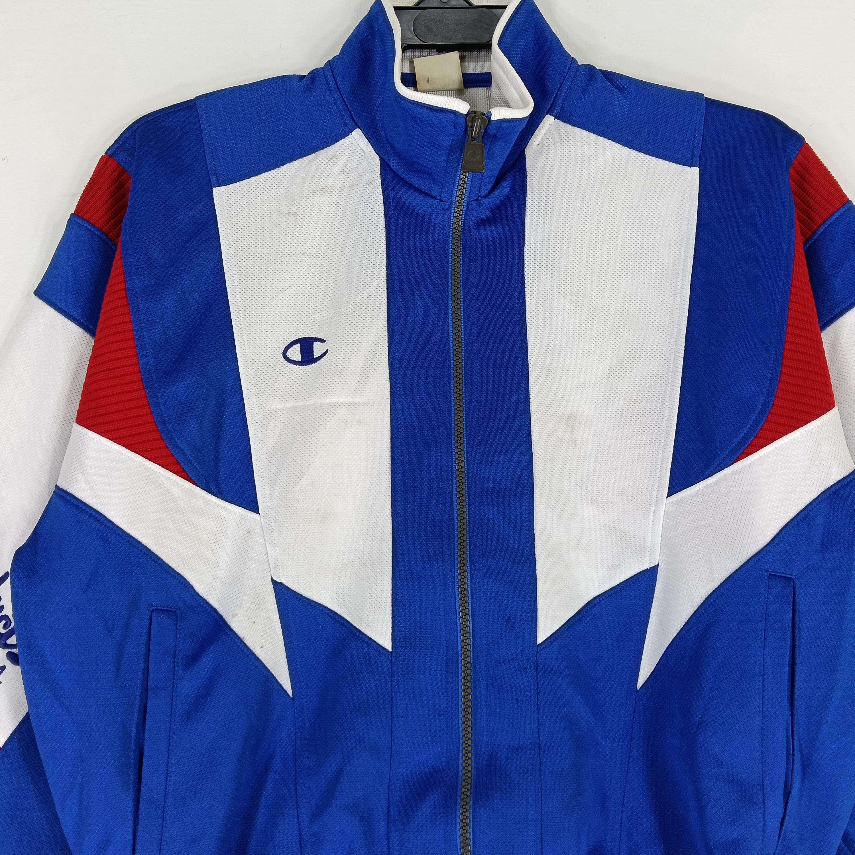 Vintage 90's Champion Blue Multicolor Medium Track Top Jacket