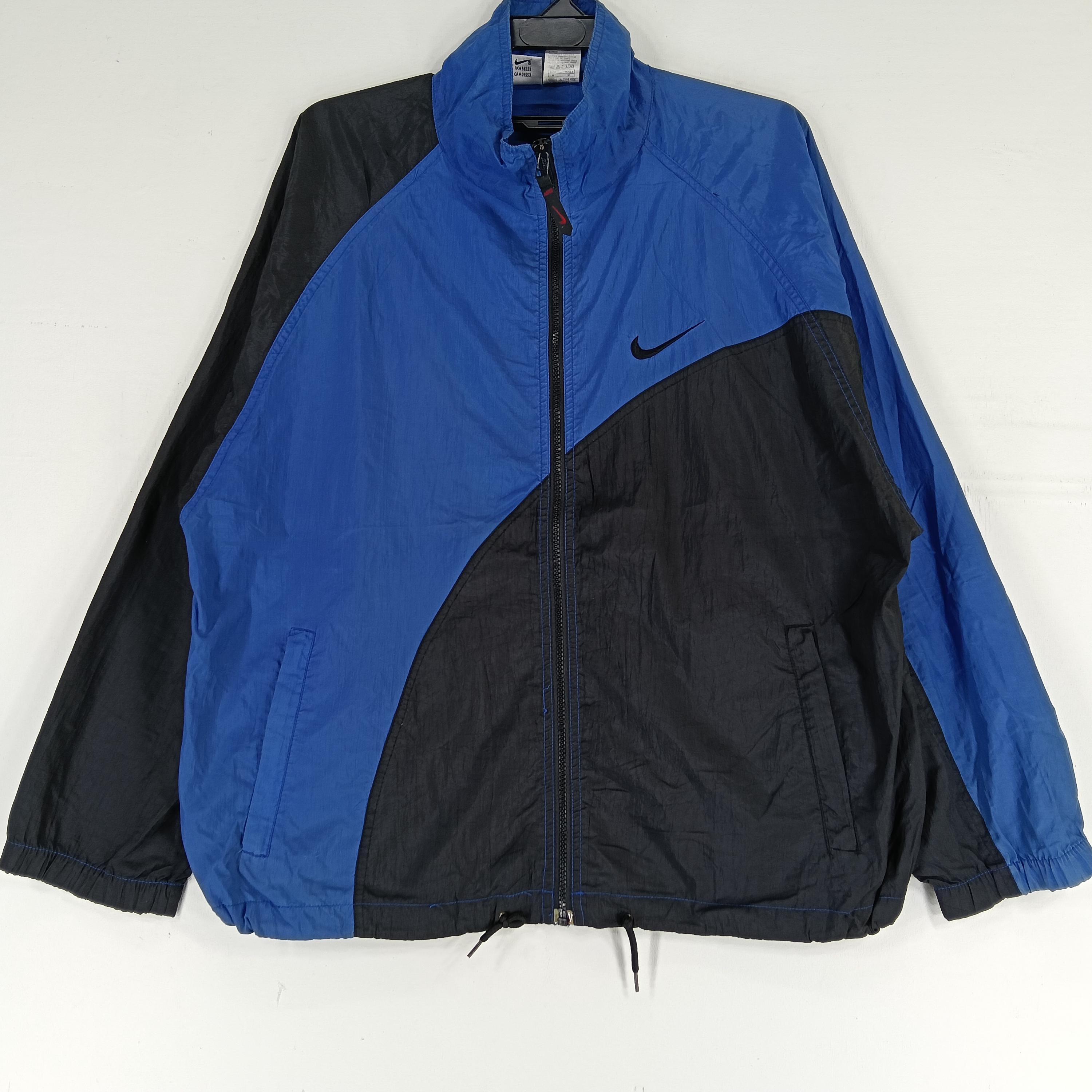 90’s NIKE nylon jacket vintage tech Vintage 90's Nike Swoosh Windbreaker Blue Black Jacket Medium Nike