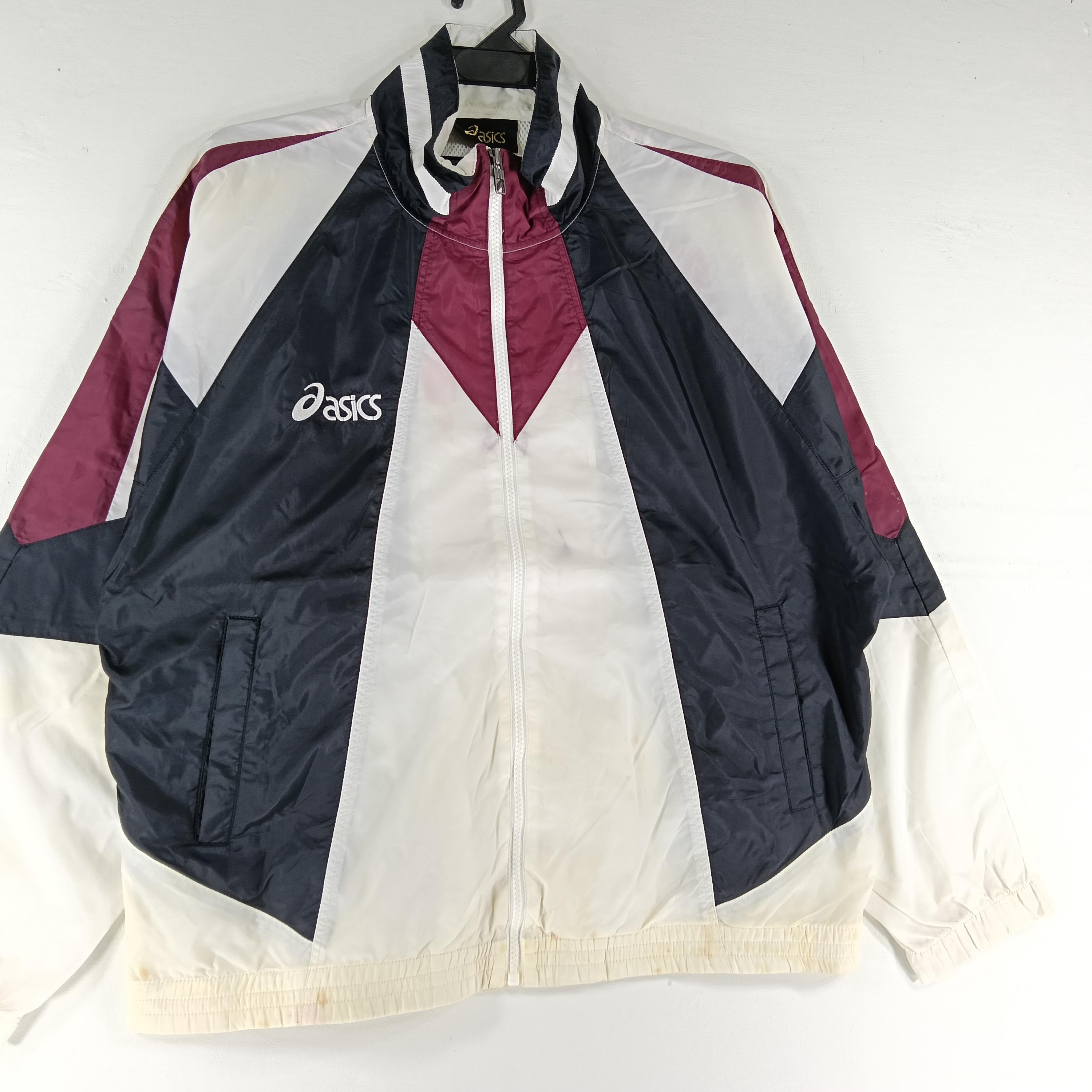 レア！asics サッカーナイロンジャケット 黒/白/紫/赤 日本製 Vintage 90's Asics Japan Multicolor Medium Windbreaker Asics