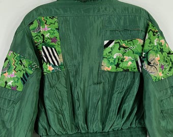 Vintage 90's Windex Pro Ski Green Flower Multipocket Large Jacket