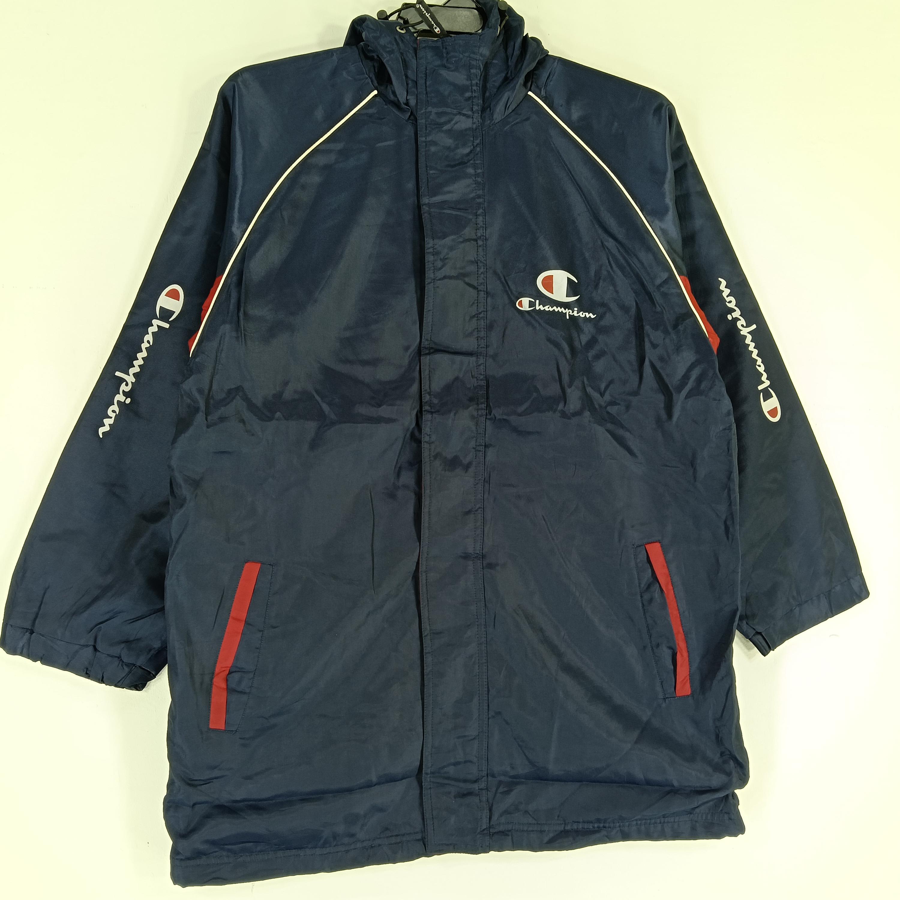 Vintage Champion Navy Blue Small Windbreaker Zipper Hooded Jacket