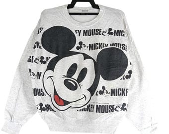 Vintage 90's Mickey mouse Disney Grey Large Sweatshirt Mickey Mouse Minnie Cartoon Network Sweater Pullover Crewneck Size L