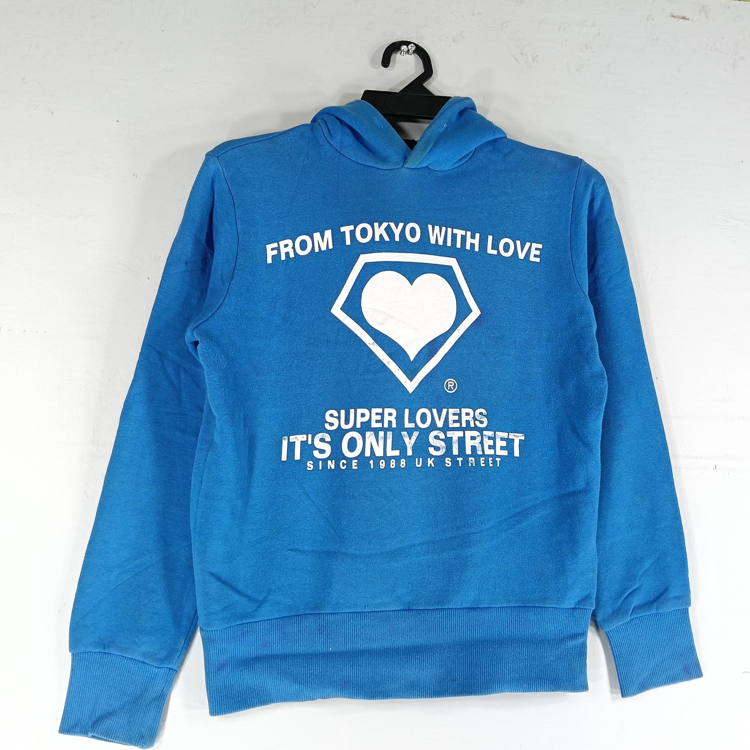 Vintage Superlover Japanese Brand Blue Small Hoodie Sweater From