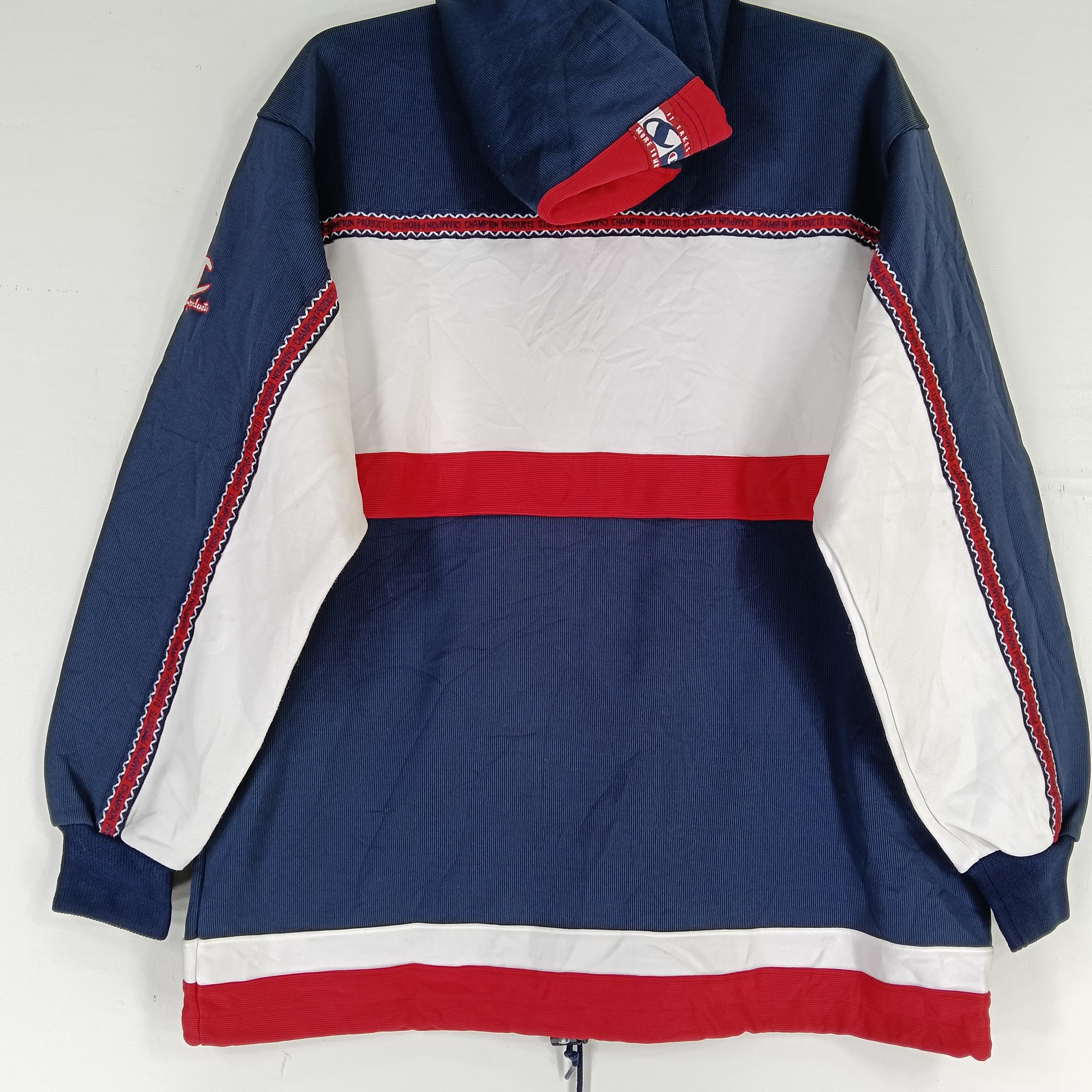 Vintage 90's Champion Navy Blue Multicolour Large Champion Zipper