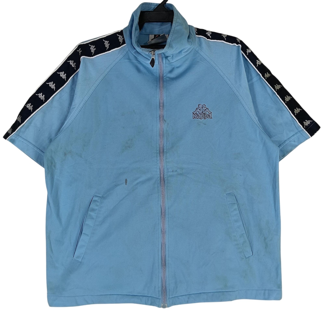 Vintage 90's Kappa Side Tape Short Sleeve Blue Medium Jacket Kappa