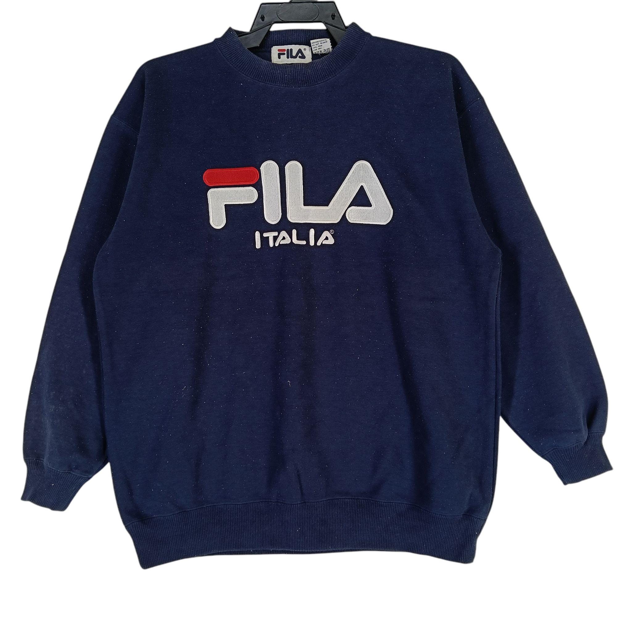 Vintage 90's Fila Biella Italia Navy Blue Medium Sweatshirt Fila