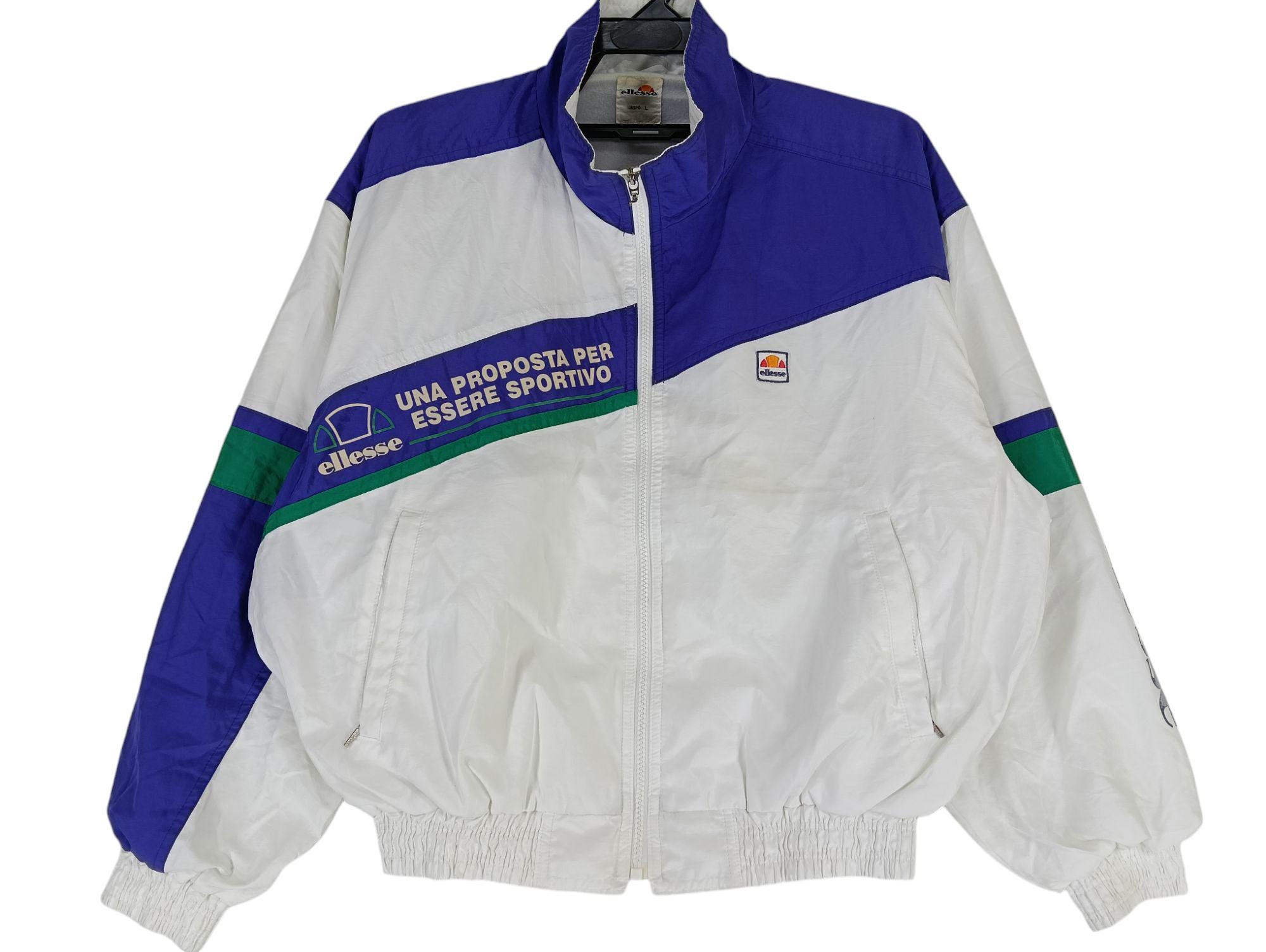 Vintage 90's Ellesse Purple White Large Windbreaker Ellesse Italia