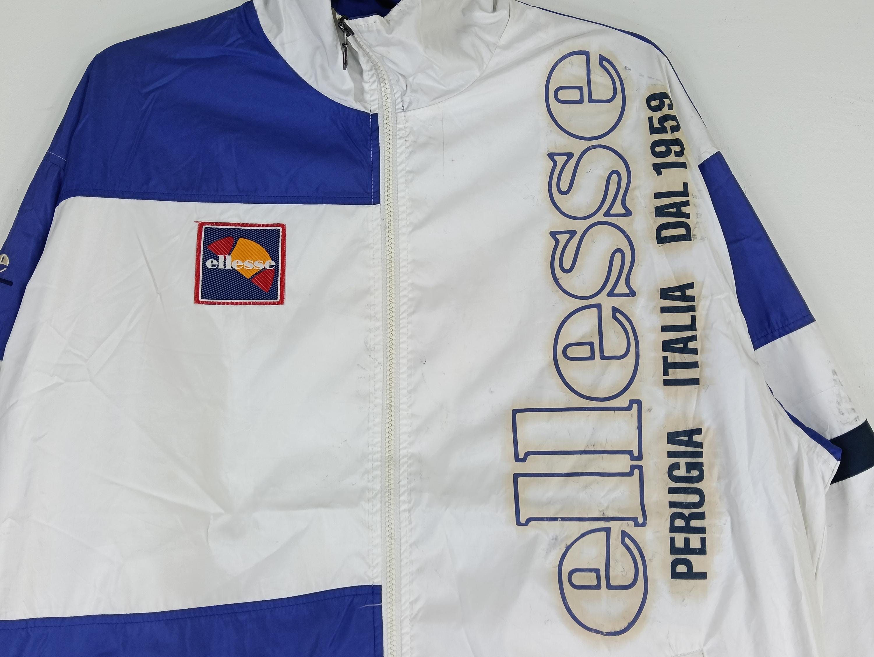 Vintage 90's Ellesse Blue White Large Windbreaker Ellesse Italia