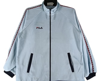 Vintage 90's Fila Biella Italia Blue Small Track Top Jacket Fila Zipper Windbreaker Jacket Sportwear Sport Jacket Size S