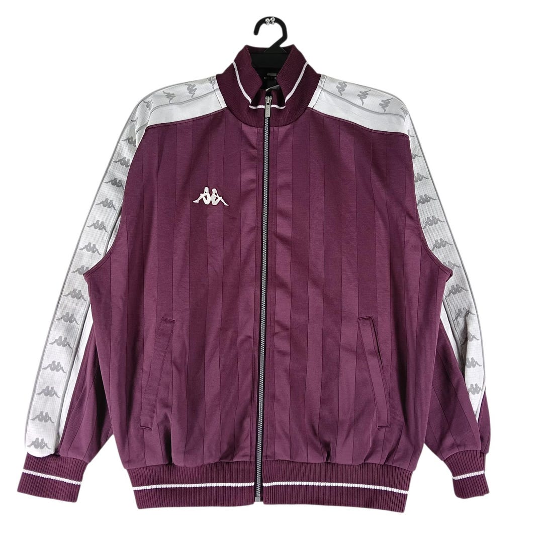 Vintage 90's Kappa Maroon Side Tape Large Jacket Kappa Big Logo