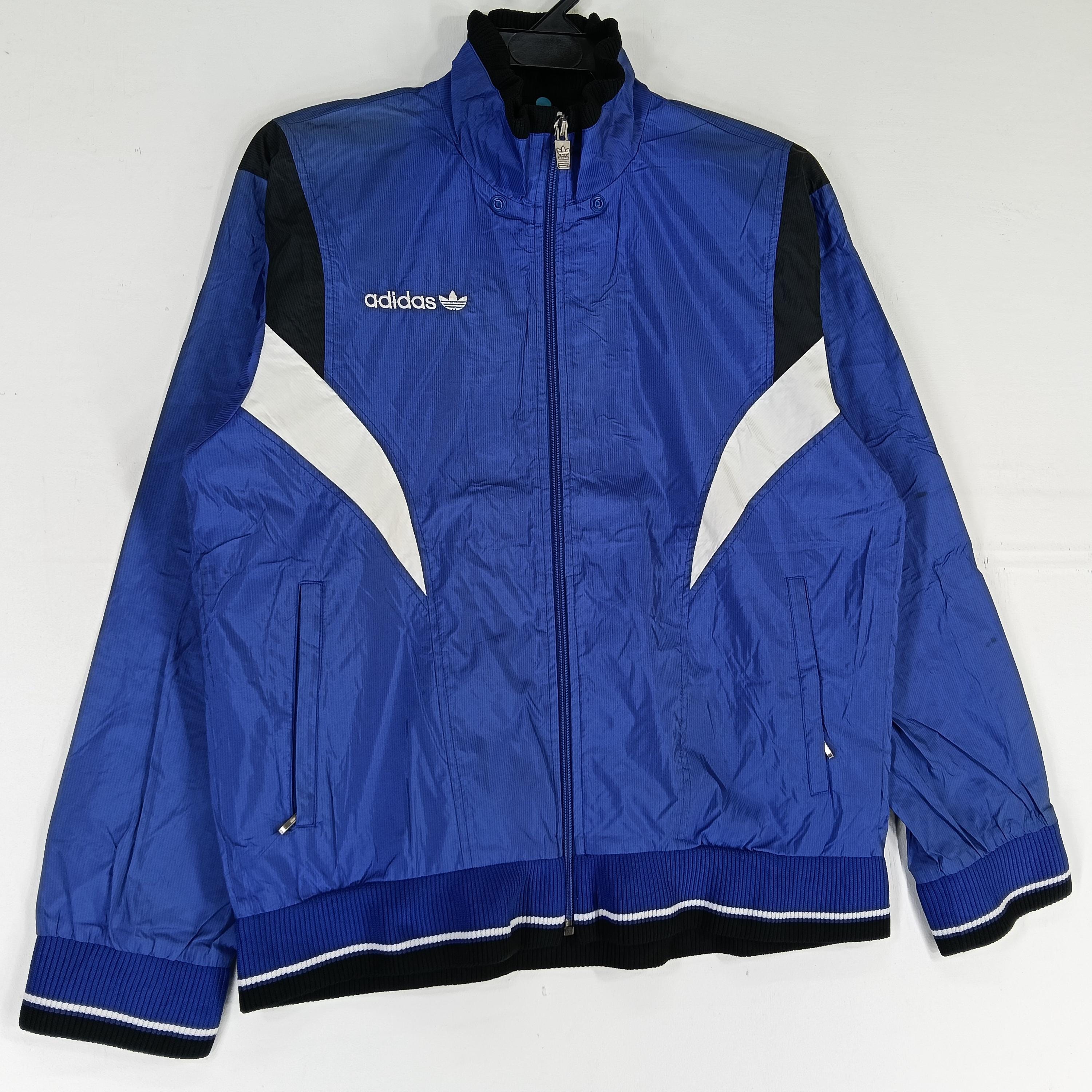 Vintage 90s Adidas Trefoil Windbreaker Blue Jacket Medium Adidas